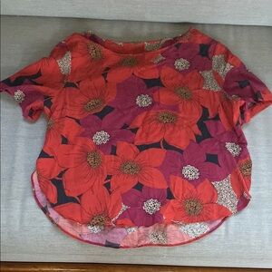 Floral Red and Pink Women's Top